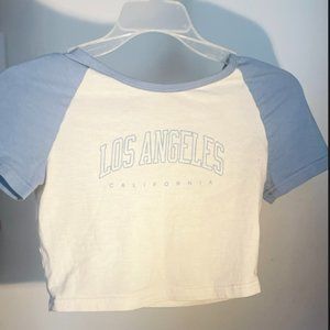 Blue and cream Los Angeles top